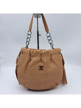 Chanel CC Logo Silver Fringe Choco Bar Handbag